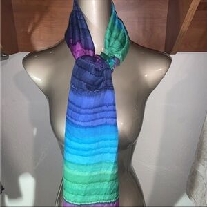 Multi Colored Serrv 100% Silk Scarf 70x21 Made In India